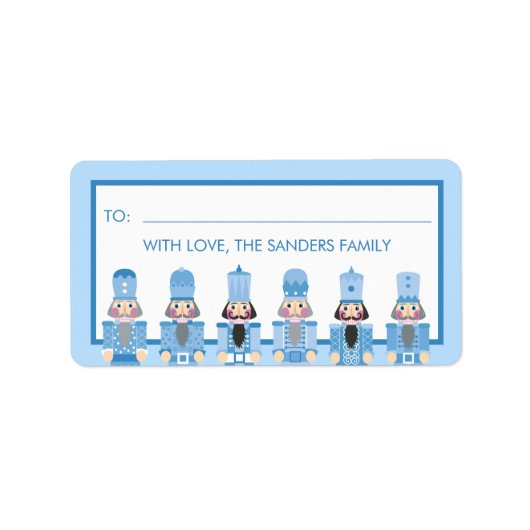 CHRISTMAS BLUE NUTCRACKER GIFT STICKER ADRESSAUFKLEBER (Vorne)