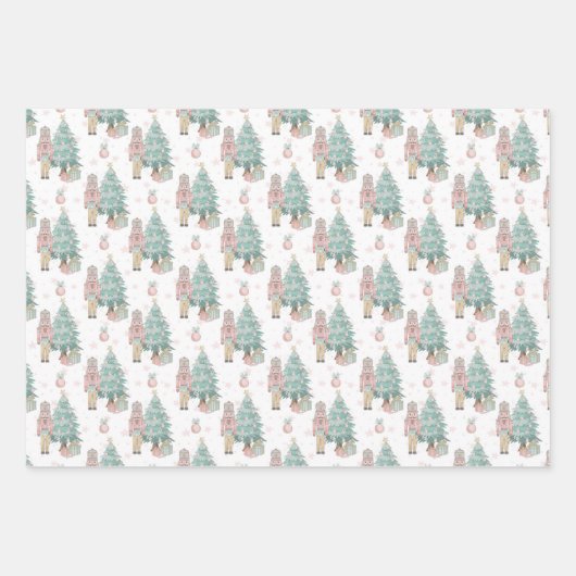 Christmas Blue Nutcracker Glitzer Festliche Muster Geschenkpapier Set (Vorderseite 3)