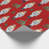 Christmas Blue Nutcrackers auf Red Geschenkpapier (Ecke)