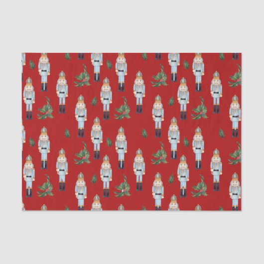 Christmas Blue Nutcrackers auf Red Seidenpapier (Vorderseite)