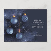 Christmas Blue Ornaments Business Postkarten (Vorderseite)