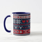 Christmas Blue Red Fair Isle Strickmuster Tasse (Links)
