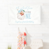 Christmas Blue Santa First Geburtstag Banner (Insitu)