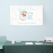 Christmas Blue Santa First Geburtstag Banner (Messeveranstaltung)