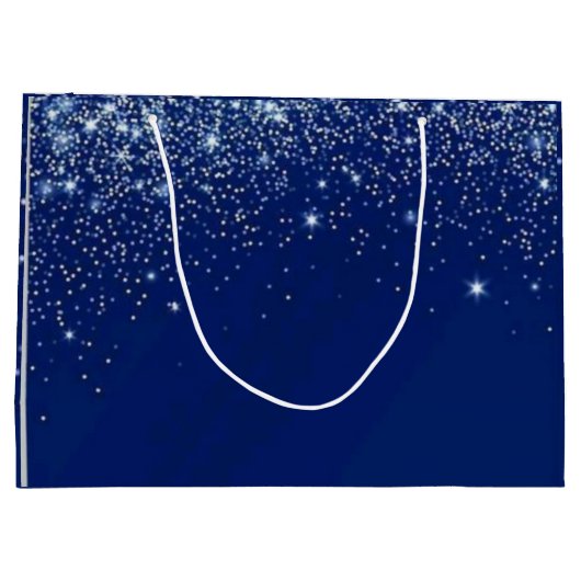 Christmas blue silver white glitter family name große geschenktüte (Rückseite)