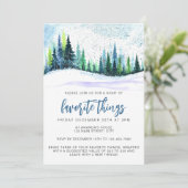 Christmas Blue Simple Trees Favorite Things Party Einladung (Stehend Vorderseite)