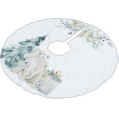 Christmas Blue Snow Winter Polar Bär Polyester Weihnachtsbaumdecke (Schrägansicht)