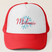 Christmas Blue Snowflake Individuelle Name Truckerkappe (Vorderseite)