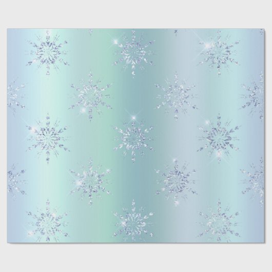 Christmas Blue Snowflake Sparkle Geschenkpapier (Flach)