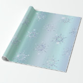 Christmas Blue Snowflake Sparkle Geschenkpapier (Ungerollt)