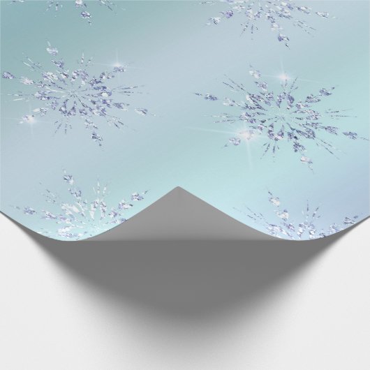 Christmas Blue Snowflake Sparkle Geschenkpapier (Ecke)