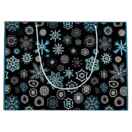 Christmas Blue Snowflakes Große Geschenktüte