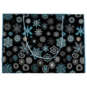Christmas Blue Snowflakes Große Geschenktüte (Rückseite)