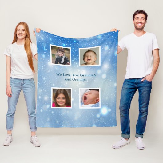 Christmas Blue Snowflakes Oma Opa Fotos Fleecedecke (Beispiel)
