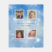 Christmas Blue Snowflakes Oma Opa Fotos Fleecedecke (Vorderseite)