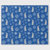 Christmas Blue Snowflakes und Bunnies Geschenkpapier (Flach)
