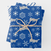 Christmas Blue Snowflakes und Bunnies Geschenkpapier Set (Beispiel)