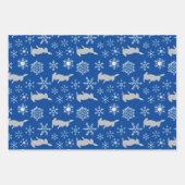 Christmas Blue Snowflakes und Bunnies Geschenkpapier Set (Vorderseite)