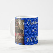 Christmas Blue Star Muster Personalisiert Pet Foto Kaffeetasse (Vorderseite Links)