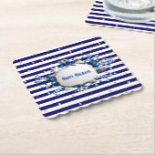 Christmas Blue Striping Paper Untersetzer (angewinkelt)