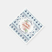 CHRISTMAS Blue Traditionelles personalisiertes P N Serviette (Ecke)