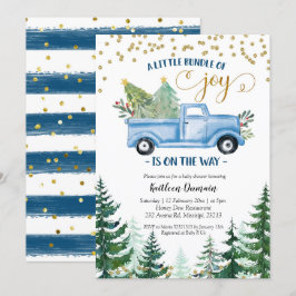 Christmas Blue Truck Baby Bundle of Joy Einladung