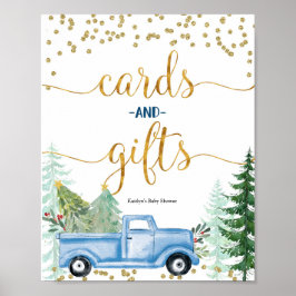 Christmas Blue Truck Kinderduschkarten und Geschen Poster