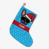 Christmas Blue und Tan French Bulldog Kleiner Weihnachtsstrumpf (Vorderansicht (hängend))