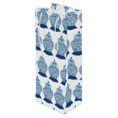 Christmas Blue und White Ginger Jar Geschenktüte Für Weinflaschen (Rückseite Schrägansicht)