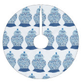 Christmas Blue und White Ginger Jar Polyester Weihnachtsbaumdecke (Vorderseite)