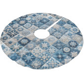 Christmas Blue und White Snowflake Quilt Polyester Weihnachtsbaumdecke (Schrägansicht)