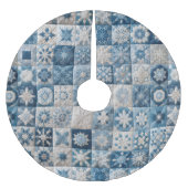 Christmas Blue und White Snowflake Quilt Polyester Weihnachtsbaumdecke (Vorderseite)
