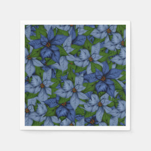 Christmas Blue & Violet Poinsettias Serviette