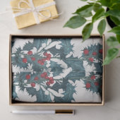 Christmas Blue White Holly Pine Beach Hütte Wood Seidenpapier (Geschenk)