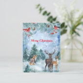 Christmas Blue Wildlife Feiertagspostkarte (Stehend Vorderseite)