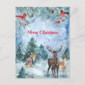 Christmas Blue Wildlife Feiertagspostkarte (Vorderseite)