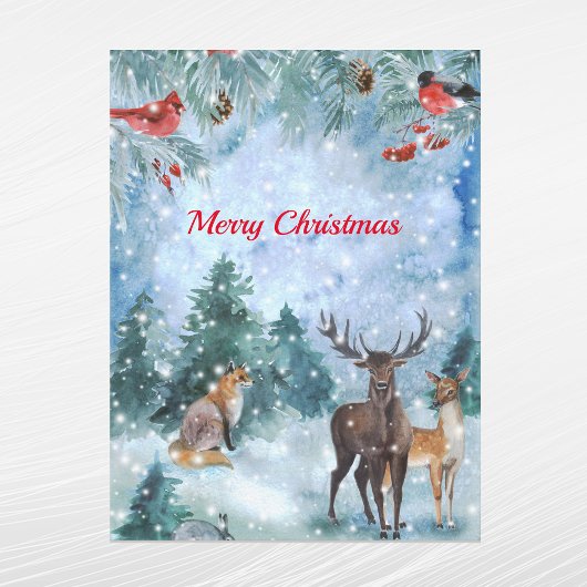 Christmas Blue Wildlife Feiertagspostkarte