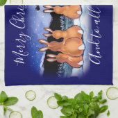 Christmas Blue Winter Bunny Rabbit Szene Niedlich! Geschirrtuch (Gefaltet)