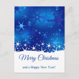Christmas Blue Winter Snowflakes Feiertagspostkarte