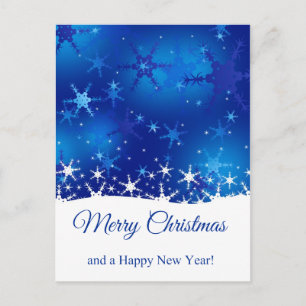 Christmas Blue Winter Snowflakes Feiertagspostkarte