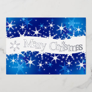 Christmas Blue Winter Snowflakes Folien Feiertagskarte
