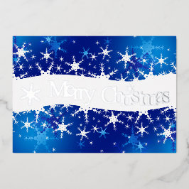Christmas Blue Winter Snowflakes Folien Feiertagskarte