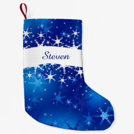 Christmas Blue Winter Snowflakes Kleiner Weihnachtsstrumpf