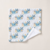 Christmas Blue Winterberries und Silver Filigree Badhandtuch Set (Waschlappen)