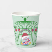 Christmas BlueBird Holiday Decorated Bird Cage Pappbecher (Vorderseite)