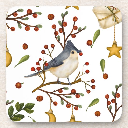 Christmas Bluejay Getränkeuntersetzer (Vorderseite)