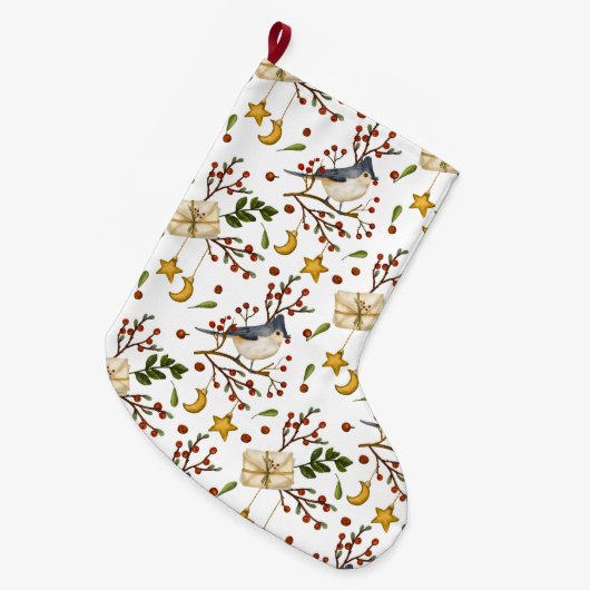 Christmas Bluejay Grosser Weihnachtsweihnachtsfest Großer Weihnachtsstrumpf (Vorderansicht (hängend))