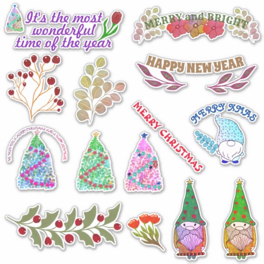 CHRISTMAS BLUME UND BLÄTTER AUFKLEBER (Vorderseite)