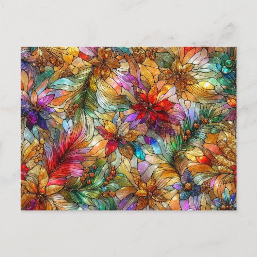 CHRISTMAS BLUME und BLÄTTER ~ Postkarte ~ (Vorderseite)