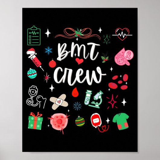 Christmas Bmt Crew Nurse Bone Marrow Transplant Nu Poster (Vorne)